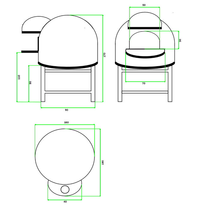 Forno legna artigianale linea cetara rivestimento mosaico blu alta resistenza *** misura Ø 130 cm, confezione 1