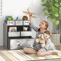 Scaffale Portagiochi per Bambini con 6 Contenitori Rimovibili in Tessuto, 63x30x66cm, Grigio