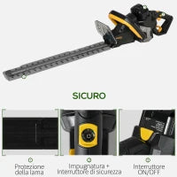 DURHAND Tagliasiepi Elettrico a Batteria con Impugnatura Ergonomica Regolabile 180° e Lama da 52cm