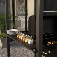 Gazebo per Barbecue, 2 Ripiani Laterali, Ganci, Telaio in Acciaio, 1.1 x 2.3m, Cachi