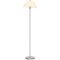 Lampada a Piantana Moderna con Paralume a Doppio Strato, in Metallo e Acrilico, Ø35x150 cm, Bianca