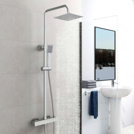 AICA Colonna Doccia con Miscelatore Termostatico, Set Doccia con Soffione a 20cm Pioggia e 40x280mm Rubinetto Cromo