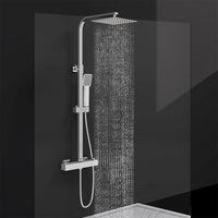 AICAIT Colonna doccia quadrata con soffione quadrato 20x20cm in acciaio inox cromato, sistema doccia a 38℃ antiscottature