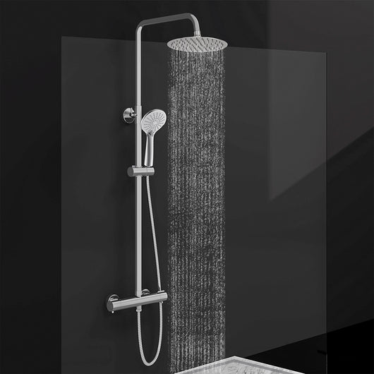 AICAIT Colonna doccia rotonda con soffione rotondo 20x20cm in acciaio inox cromato, sistema doccia a 38℃ antiscottature