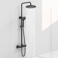 AICAIT Colonna doccia rotonda con soffione rotondo 25x25cm in acciaio inox nero, sistema doccia a 38℃ antiscottature
