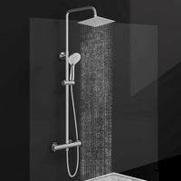 AICAIT Colonna doccia rotonda con soffione quadrato 20x20cm in acciaio inox cromato, sistema doccia a 38℃ antiscottature