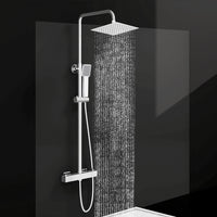 AICAIT Colonna doccia rotonda cromata con rubinetto termostatico rettangolare, sistema doccia a 38℃ antiscottature