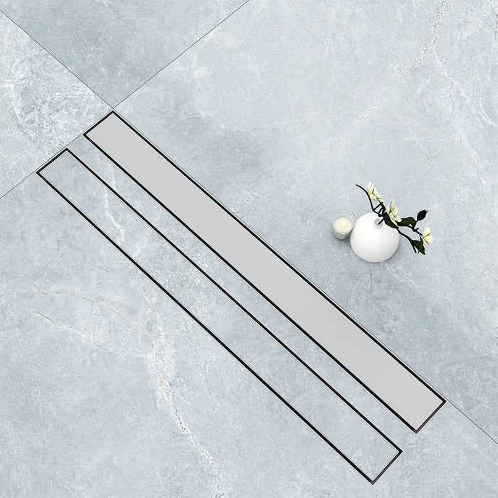 Canalina doccia a pavimento 50cm con panello piastrellabile in acciaio inox AICA ITALY scarico doccia 2-in-1 spazzolato