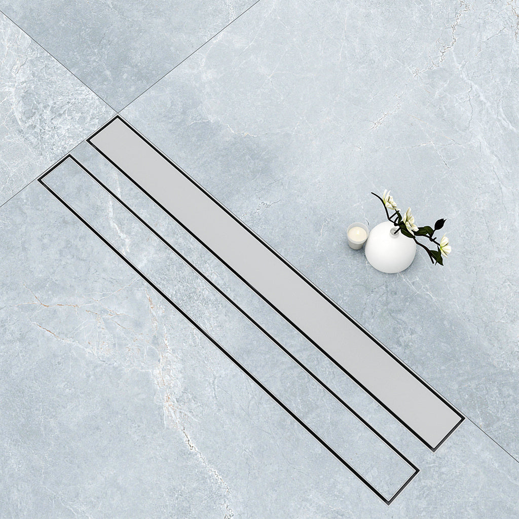 Canalina doccia a pavimento 140cm con panello piastrellabile in acciaio inox AICA ITALY scarico doccia 2-in-1 spazzolato