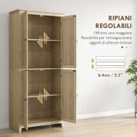 Mobile Cucina a 4 Ante con Mensole Regolabili e Base Rialzata in Legno 80x40x182cm