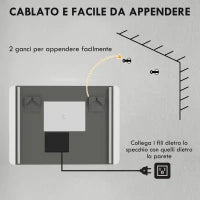 Specchio Bagno con Luce LED a 3 Temperature, Interruttore Touch e Antiappannamento, 70x50cm