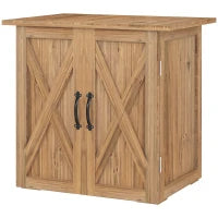 Casetta da Giardino in Legno a 2 Ante con Maniglie in Stile Country, 77x55x72 cm, Marrone