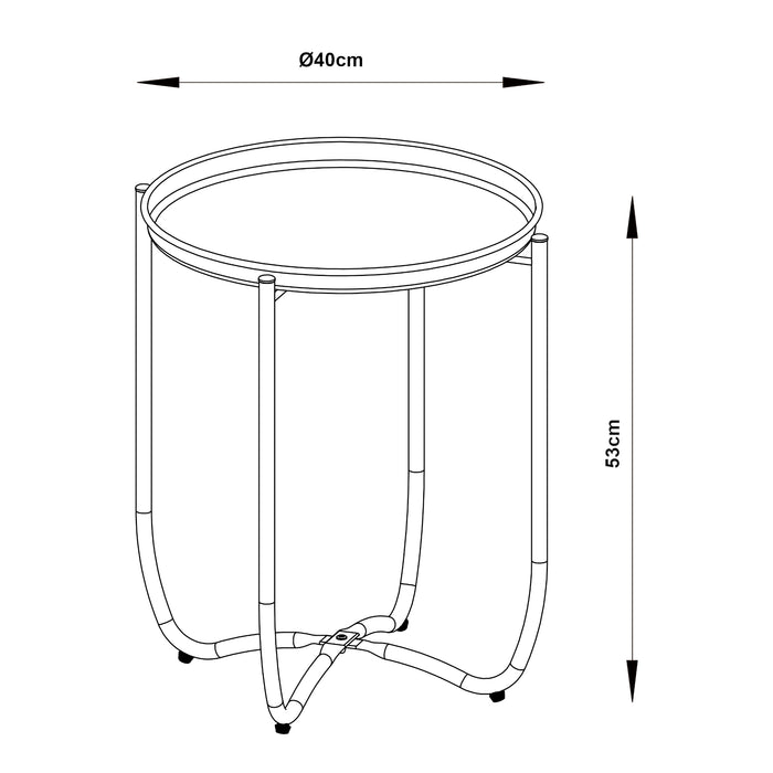 Tavolino Sandefjord con Vassoio Rotondo Rimovibile - Azzurro [en.casa]