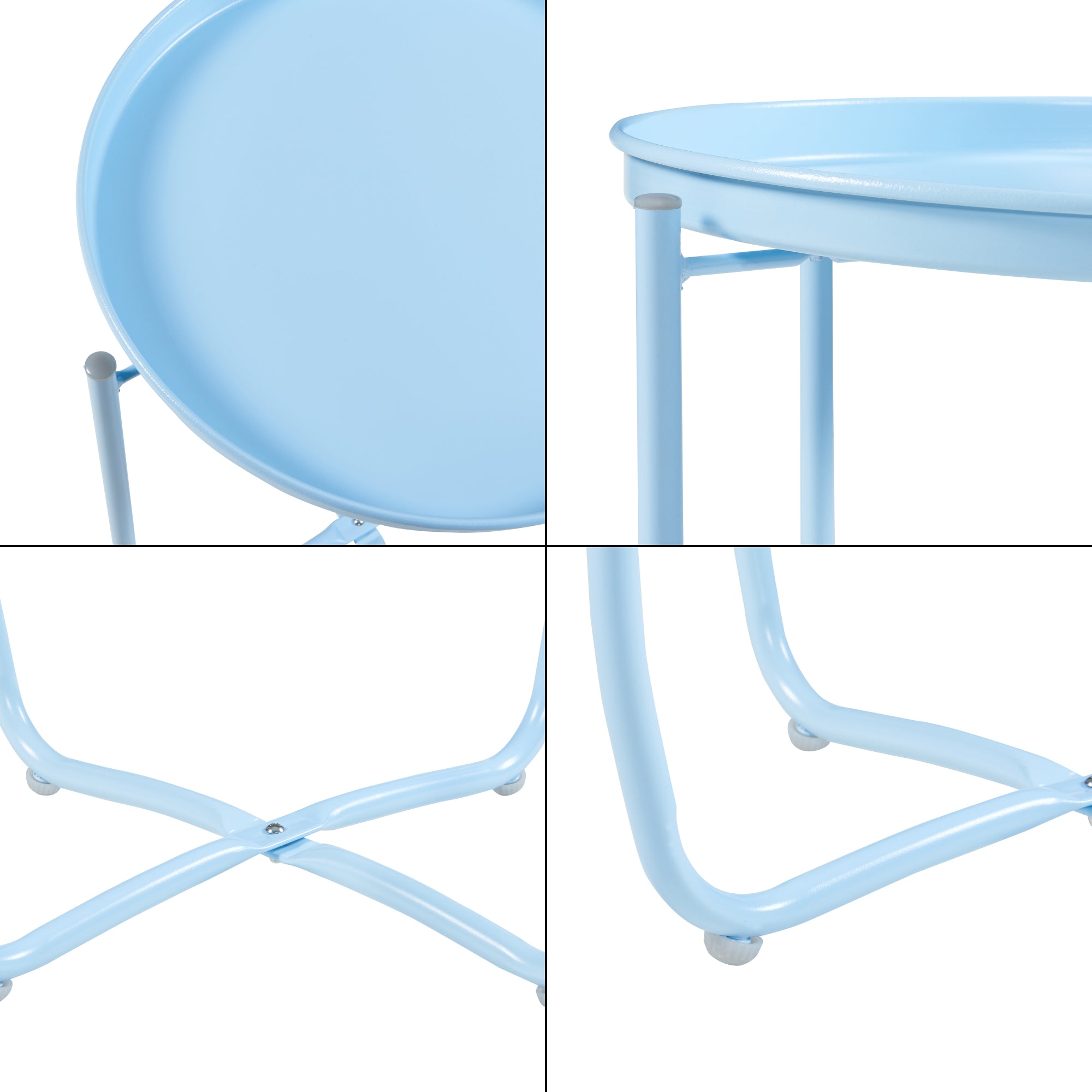 Tavolino Sandefjord con Vassoio Rotondo Rimovibile - Azzurro [en.casa]