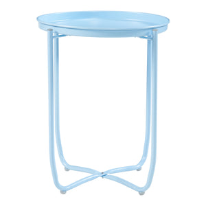 Tavolino Sandefjord con Vassoio Rotondo Rimovibile - Azzurro [en.casa]