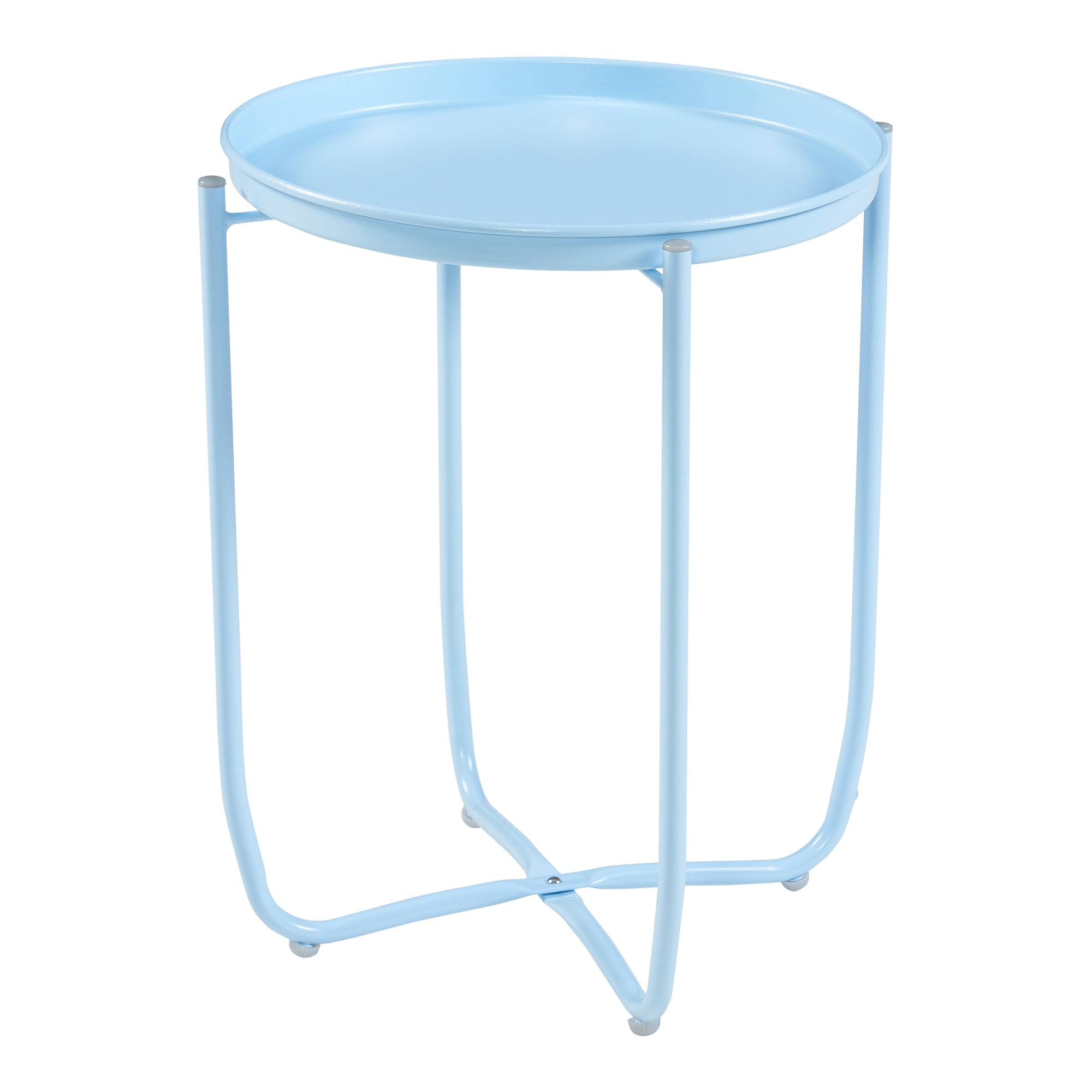 Tavolino Sandefjord con Vassoio Rotondo Rimovibile - Azzurro [en.casa]