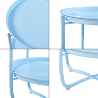 Tavolino Sandefjord con 2 Vassoi Rotondi Rimovibili - Azzurro [en.casa]