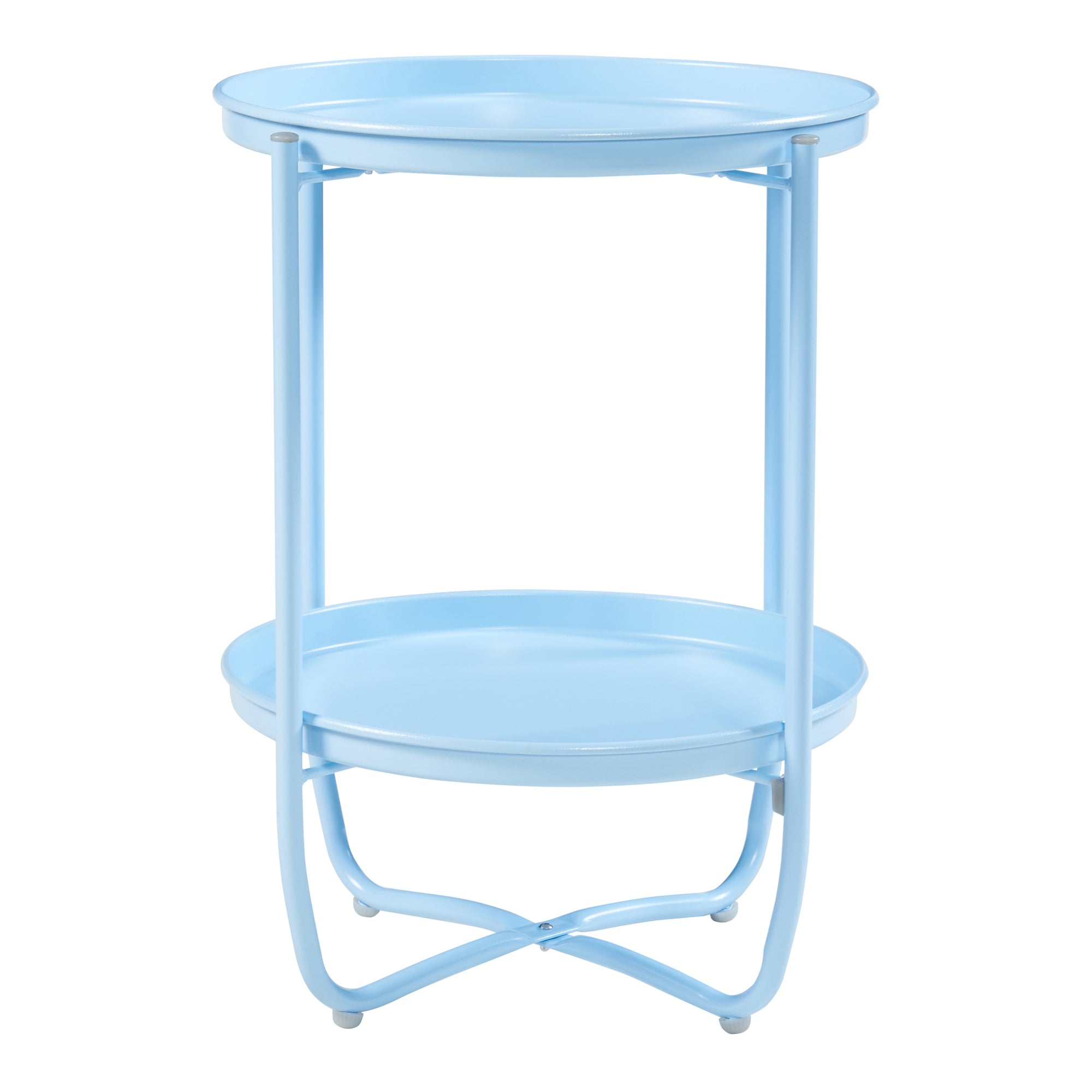 Tavolino Sandefjord con 2 Vassoi Rotondi Rimovibili - Azzurro [en.casa]