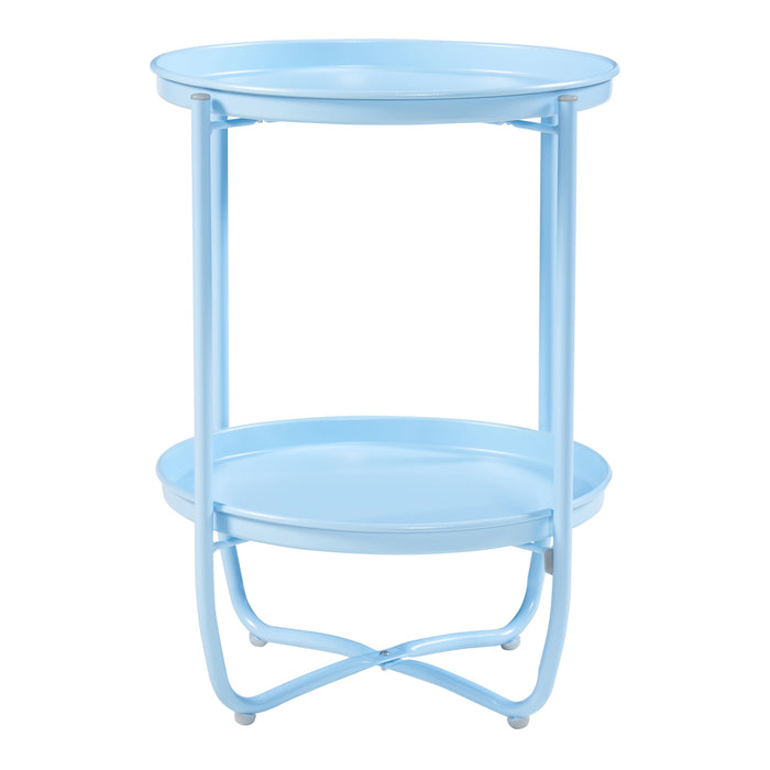 Tavolino Sandefjord con 2 Vassoi Rotondi Rimovibili - Azzurro [en.casa]