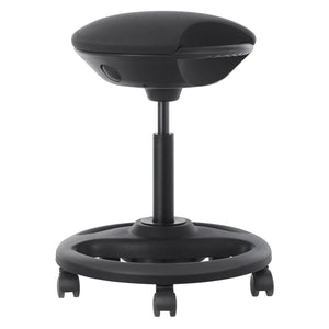 Sgabello operativo dinamico sedia da ufficio ergonomica girevole con ruote seduta extra larga inclinazione 10° altezza regolabile imbottitura spessa nero 12_0001457