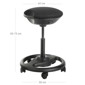 Sgabello operativo dinamico sedia da ufficio ergonomica girevole con ruote seduta extra larga inclinazione 10° altezza regolabile imbottitura spessa nero 12_0001457