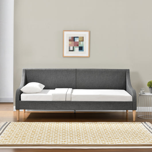 Divano Letto Singolo Lodz con Materasso 90 x 200 cm Rivestimento in Tessuto - Grigio Scuro [en.casa]