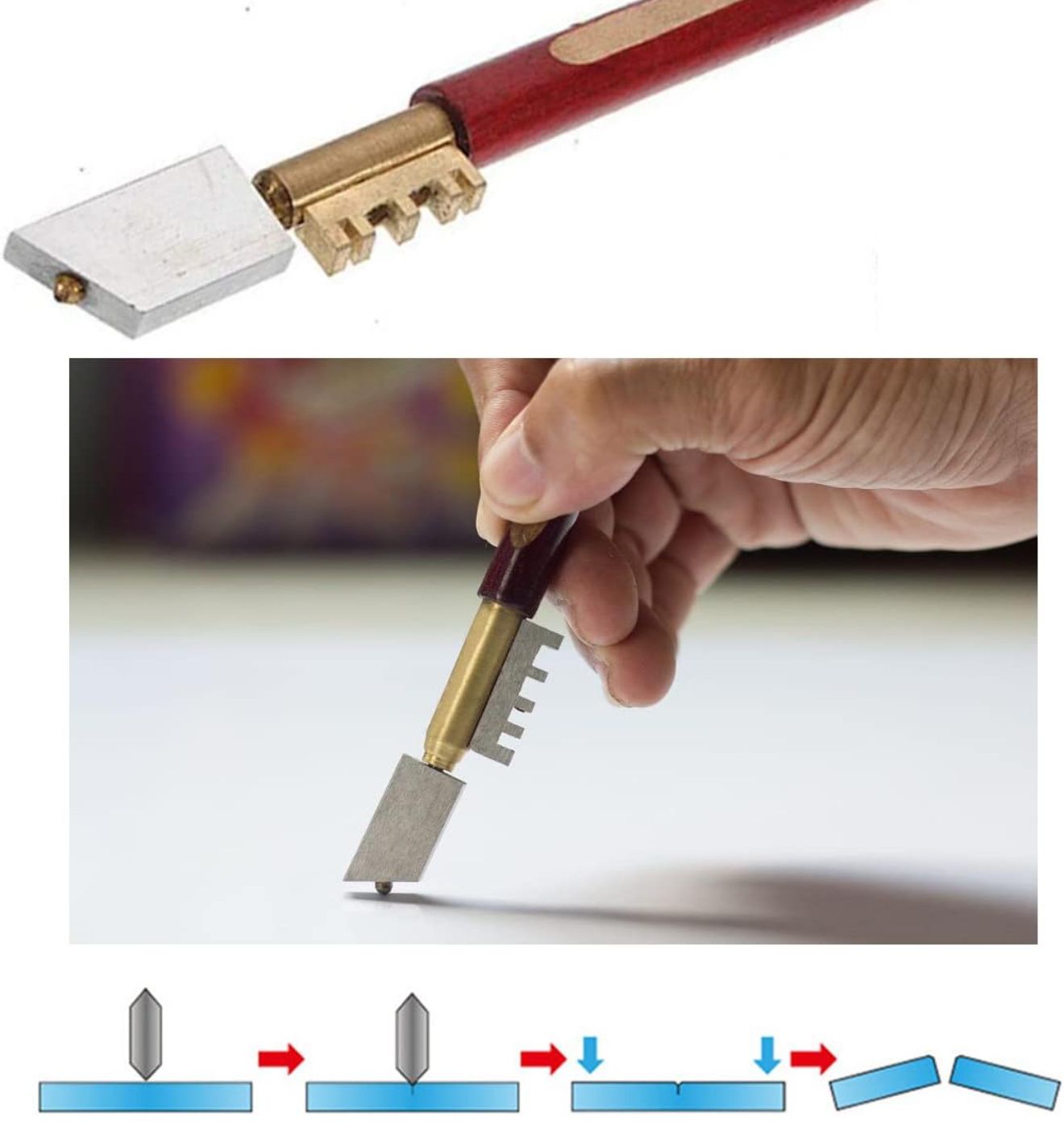 Taglierina Per Vetro Tagliapiastrelle con punta diamantata 180mm 71083