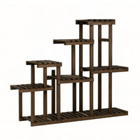 Takumi - Scaffale per Piante Fioriera 113x97x25 cm Porta Vasi da Interno 9 Ripiani in Legno di Abete