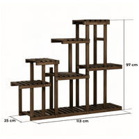 Takumi - Scaffale per Piante Fioriera 113x97x25 cm Porta Vasi da Interno 9 Ripiani in Legno di Abete