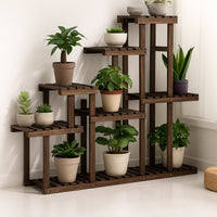 Takumi - Scaffale per Piante Fioriera 113x97x25 cm Porta Vasi da Interno 9 Ripiani in Legno di Abete