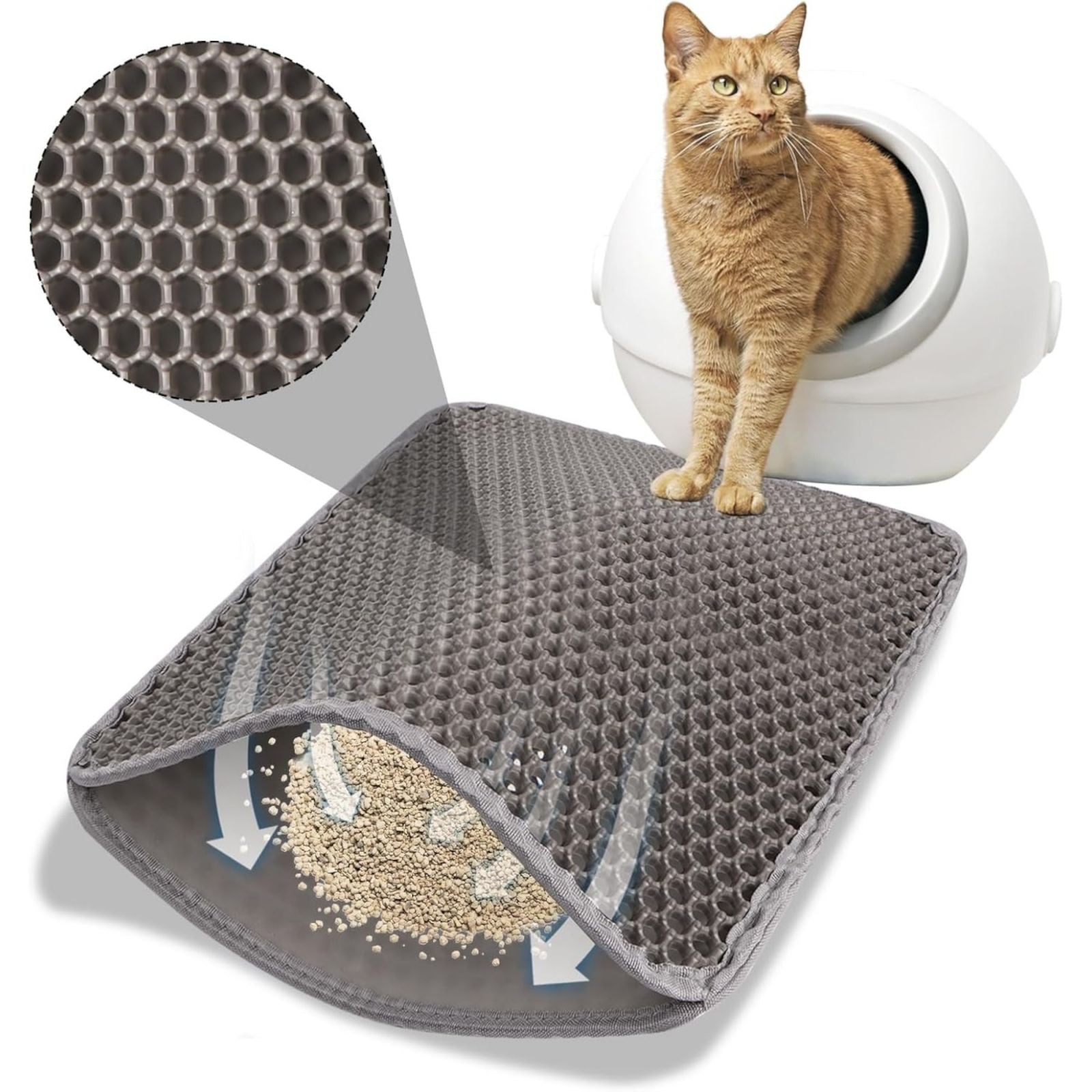 Tappetino per lettiera gatti, 30x45, Fori Grandi Antiscivolo Colore Casuale 244