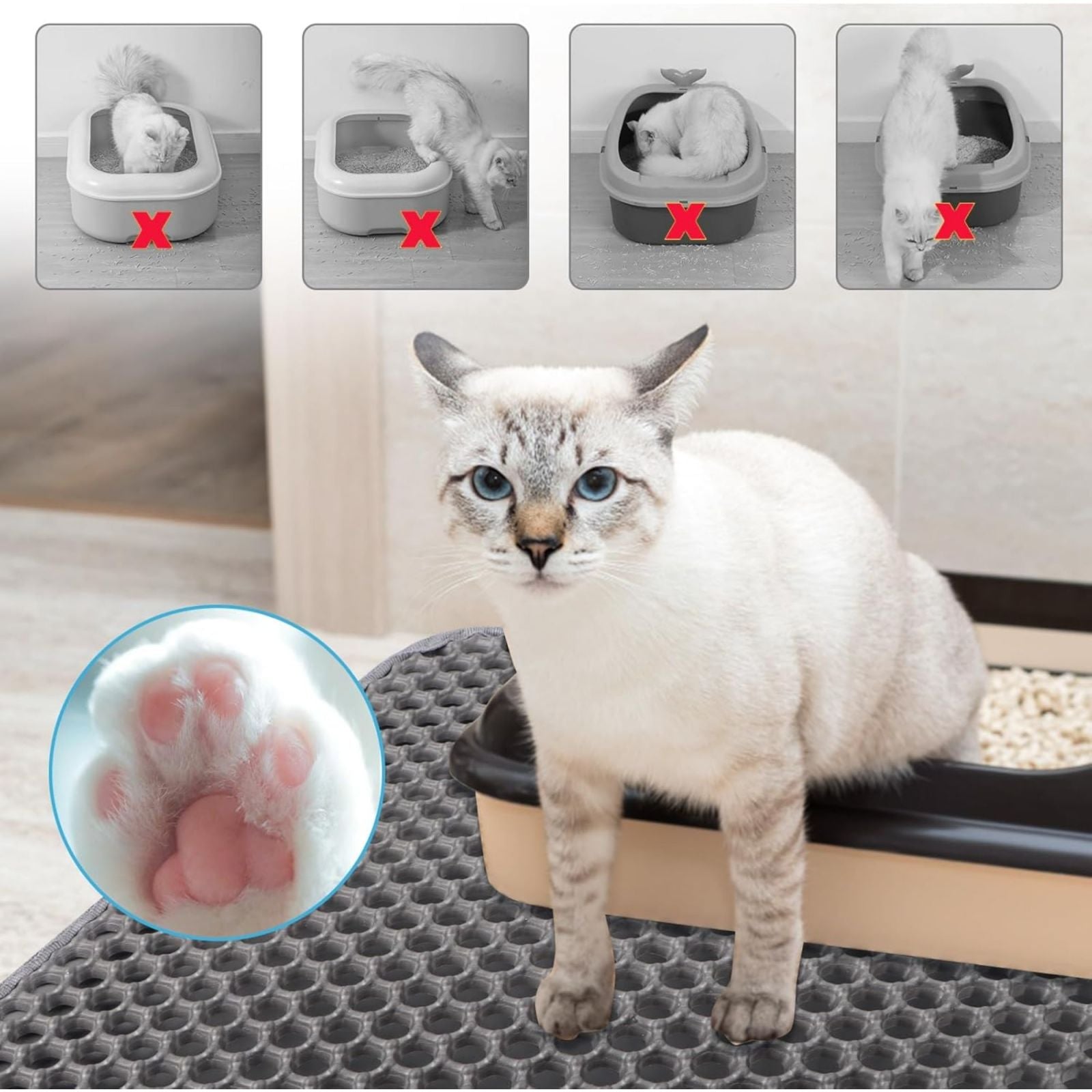 Tappetino per lettiera gatti, 30x45, Fori Grandi Antiscivolo Colore Casuale 244