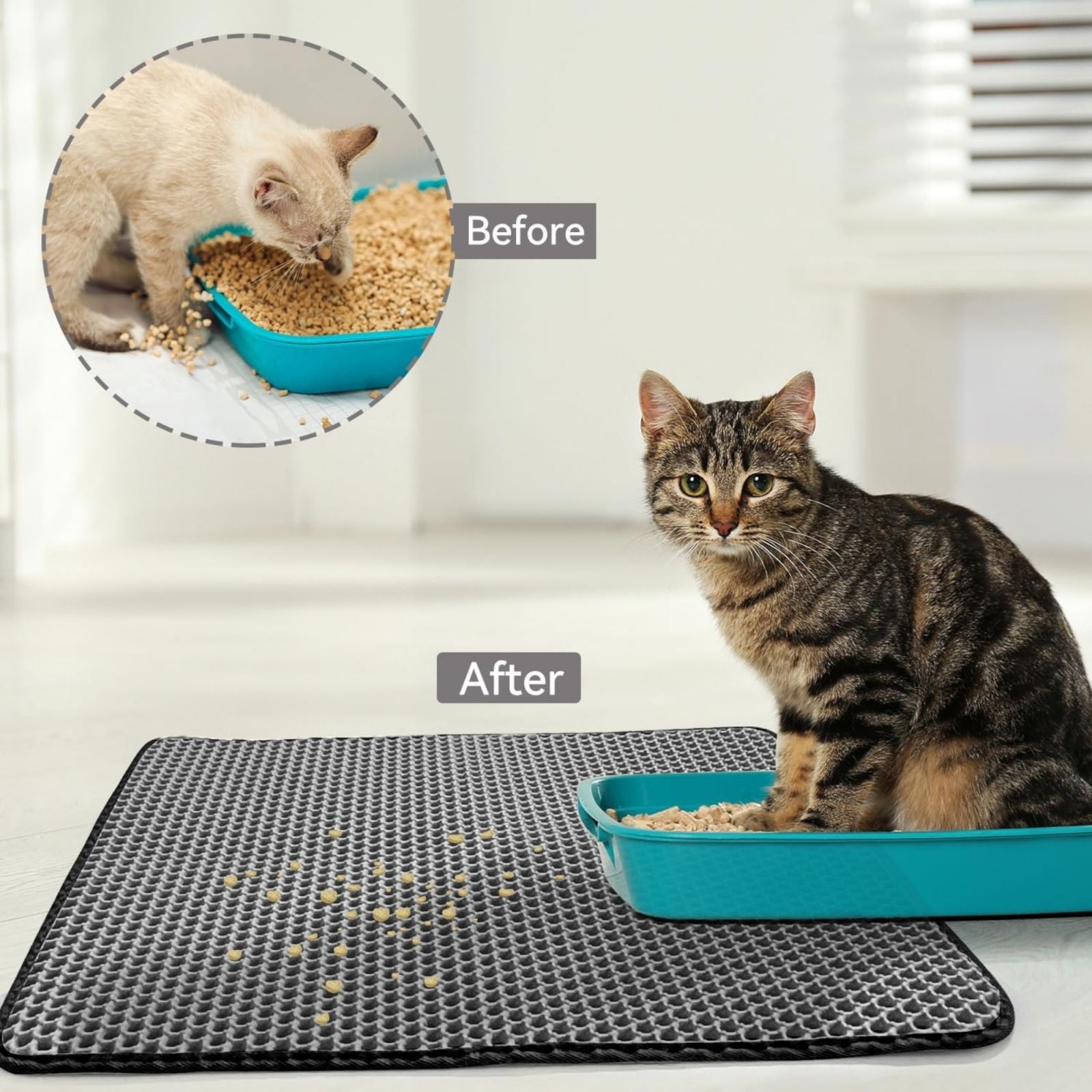 Tappetino per lettiera gatti, 30x45, Fori Grandi Antiscivolo Colore Casuale 244