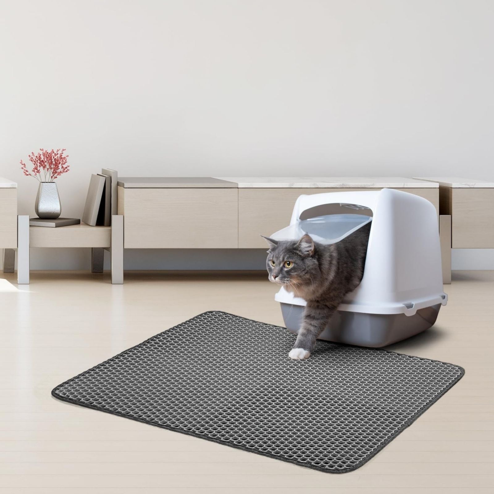 Tappetino per lettiera gatti, 30x45, Fori Grandi Antiscivolo Colore Casuale 244