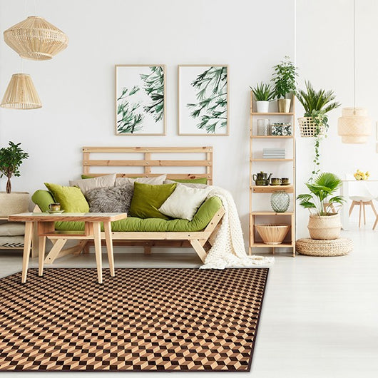 Tappeto in Vinile Lavabile, Antigraffio, Adatto ad ogni Ambiente Geometric Parquet - 150x150