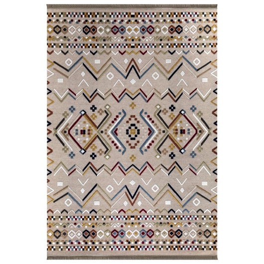 Tappeto antiscivolo Multicolor beige con decori colorati 120x180
