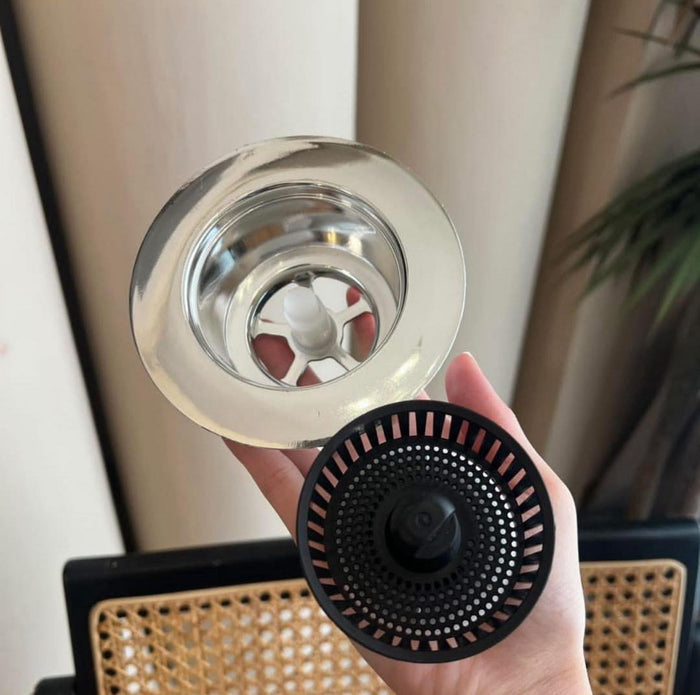 Tappo Lavandino Click Clack 2in1 Piletta Filtro Scarico Lavabo Universale 87013