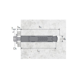 Tassello SRV006L in acciaio Ø10 vite TE 8.8 M6/80 Made in Italy