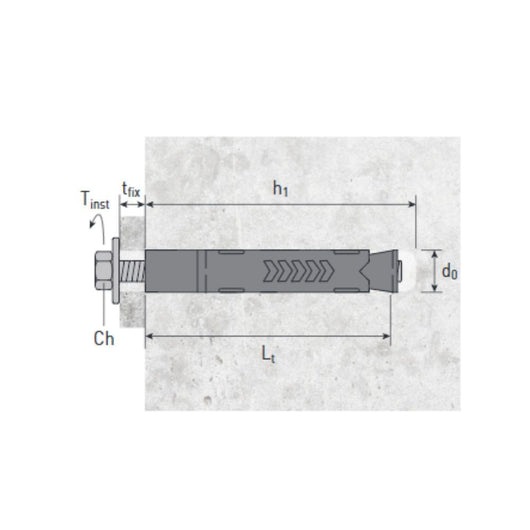 Tassello SRV006L in acciaio Ø10 vite TE 8.8 M6/80 Made in Italy