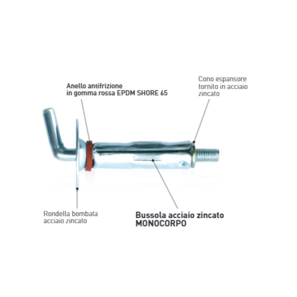 Tassello TA007 D8 vite TGS M4 Made in Italy