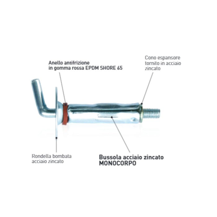 Tassello TA007 D8 vite TGS M4 Made in Italy
