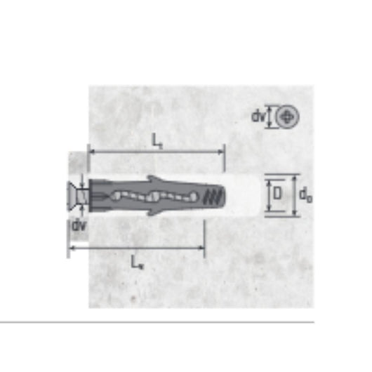Tassello TN412 killer in nylon 10 vite 6x70 Made in Italy