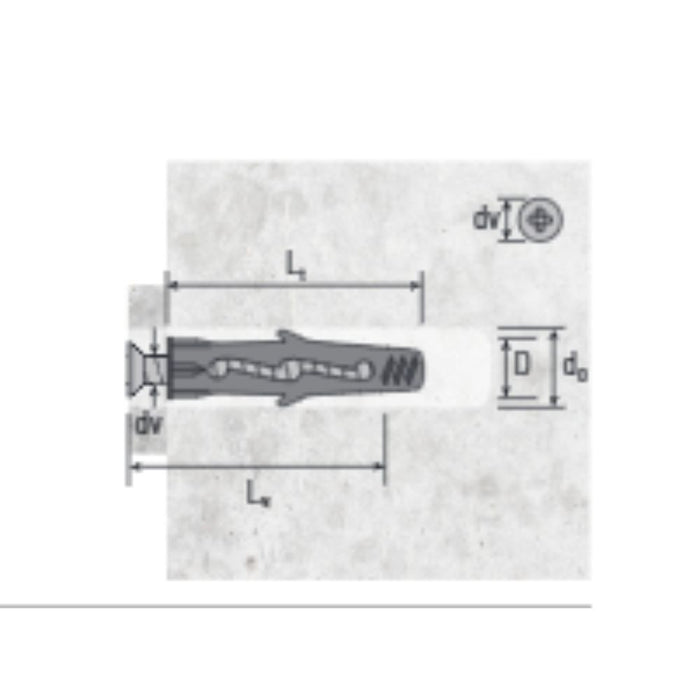 Tassello TN412 killer in nylon 10 vite 6x70 Made in Italy