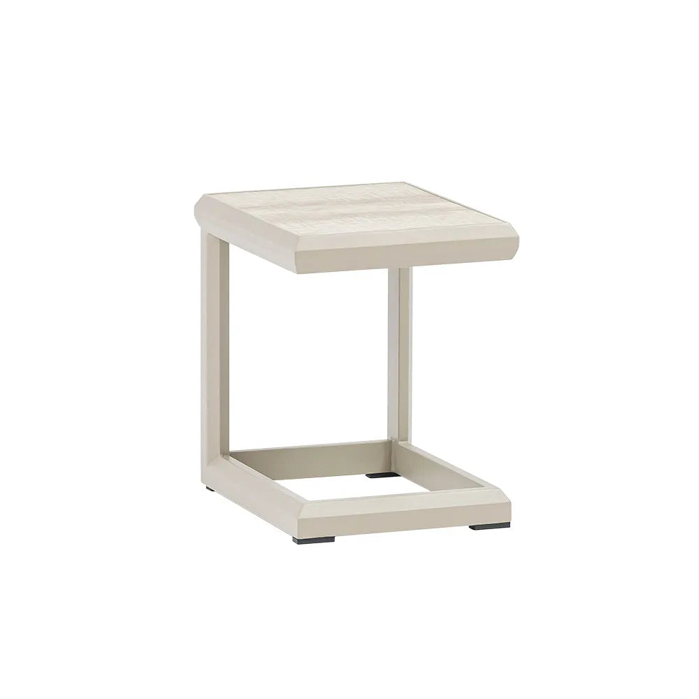 Tempo Style - Tavolino da Resort Nice beige 43x35 cm | Tavolino Salvaspazio, Elegante e Resistente per Giardino, Terrazza e Balcone | Struttura in alluminio con top ceramica