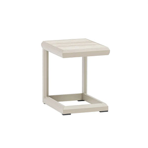 Tempo Style - Tavolino da Resort Nice beige 43x35 cm | Tavolino Salvaspazio, Elegante e Resistente per Giardino, Terrazza e Balcone | Struttura in alluminio con top ceramica