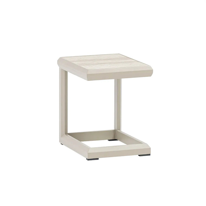 Tempo Style - Tavolino da Resort Nice beige 43x35 cm | Tavolino Salvaspazio, Elegante e Resistente per Giardino, Terrazza e Balcone | Struttura in alluminio con top ceramica
