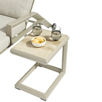 Tempo Style - Tavolino da Resort Nice beige 43x35 cm | Tavolino Salvaspazio, Elegante e Resistente per Giardino, Terrazza e Balcone | Struttura in alluminio con top ceramica