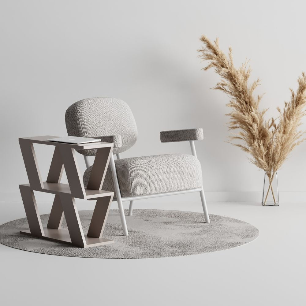 Tavolino laterale da salotto Lazena colore tortora