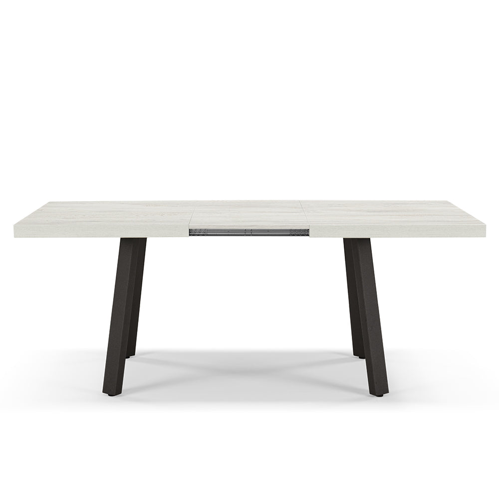 Tavolo allungabile da pranzo145x85 modello MIRO’ fino a 195 CM per sala da pranzo, cucina e soggiorno, design moderno con top in melaminico, colore Quercia Bianco