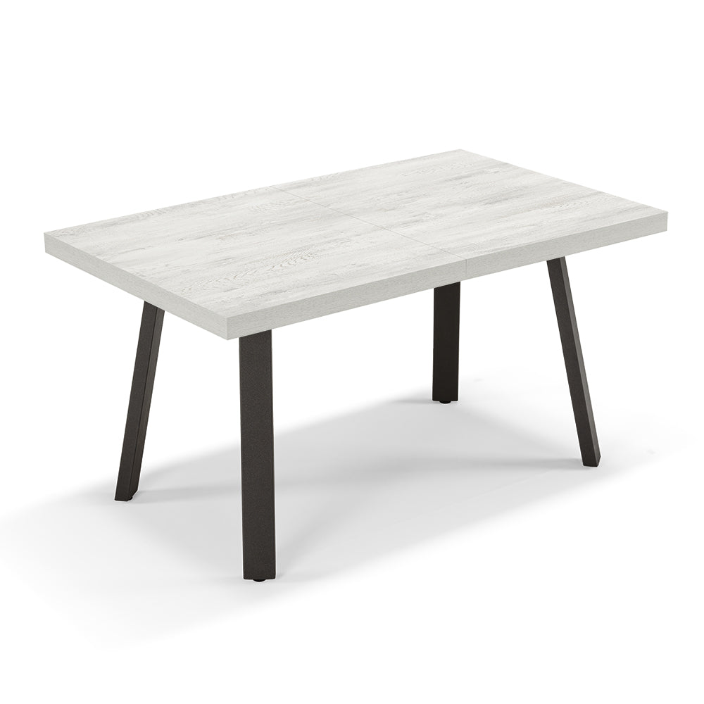 Tavolo allungabile da pranzo145x85 modello MIRO’ fino a 195 CM per sala da pranzo, cucina e soggiorno, design moderno con top in melaminico, colore Quercia Bianco